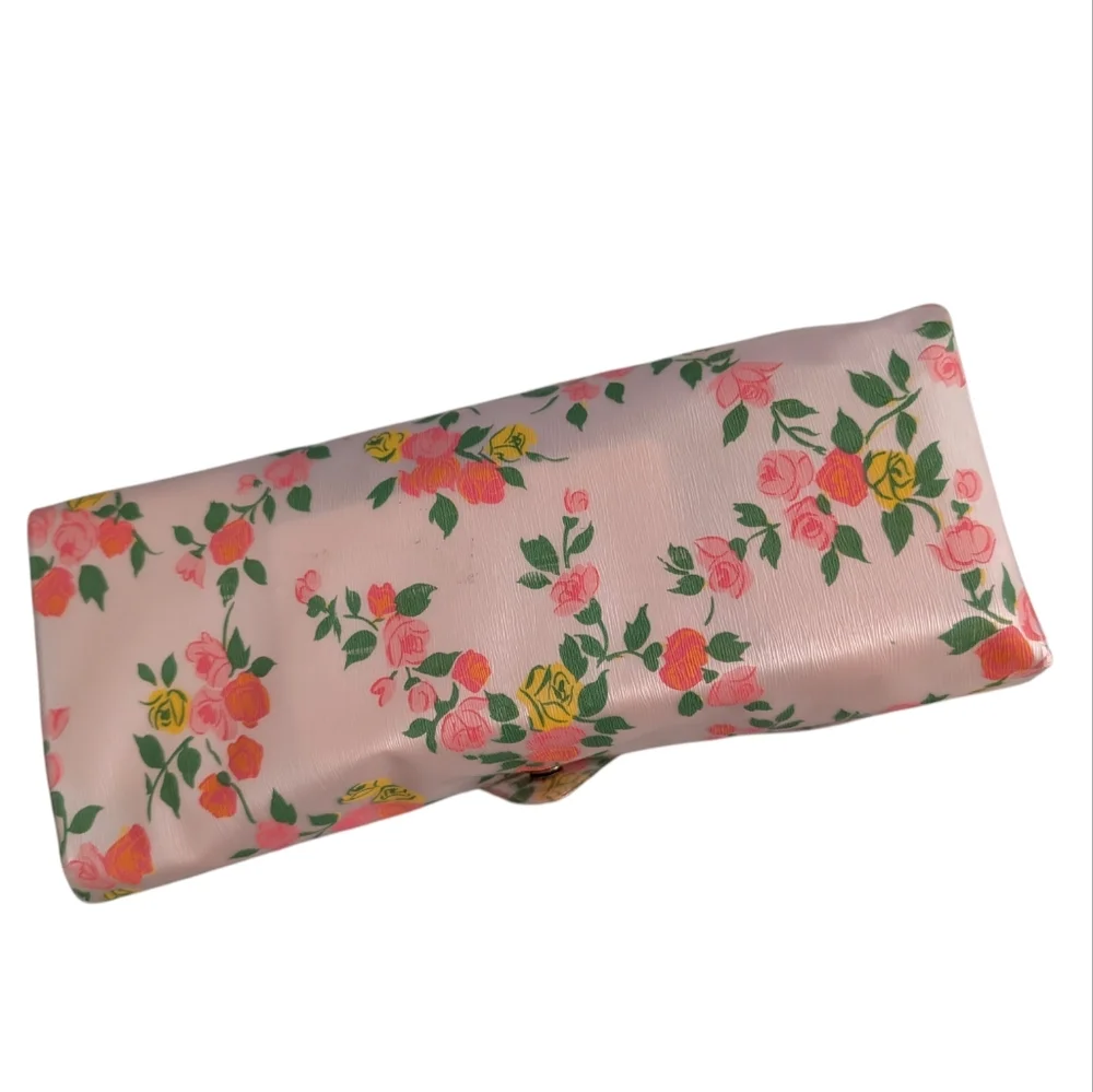 60s 70s Vintage Rare Pink Floral Cosmetic Toiletry Set Organizer New